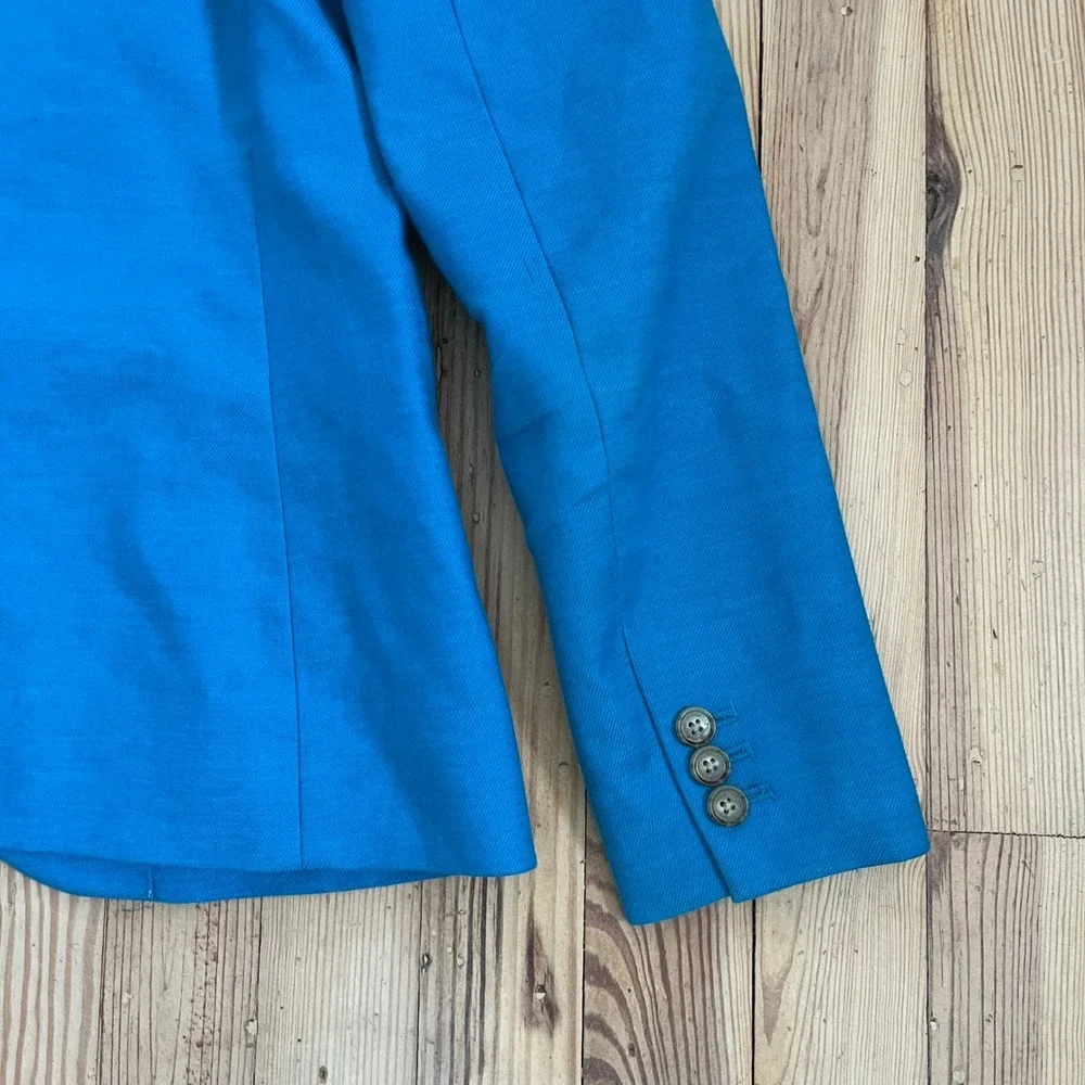 J.Crew Parke Blazer Womens 2 Blue Linen Blend Single Button Tailored Jacket